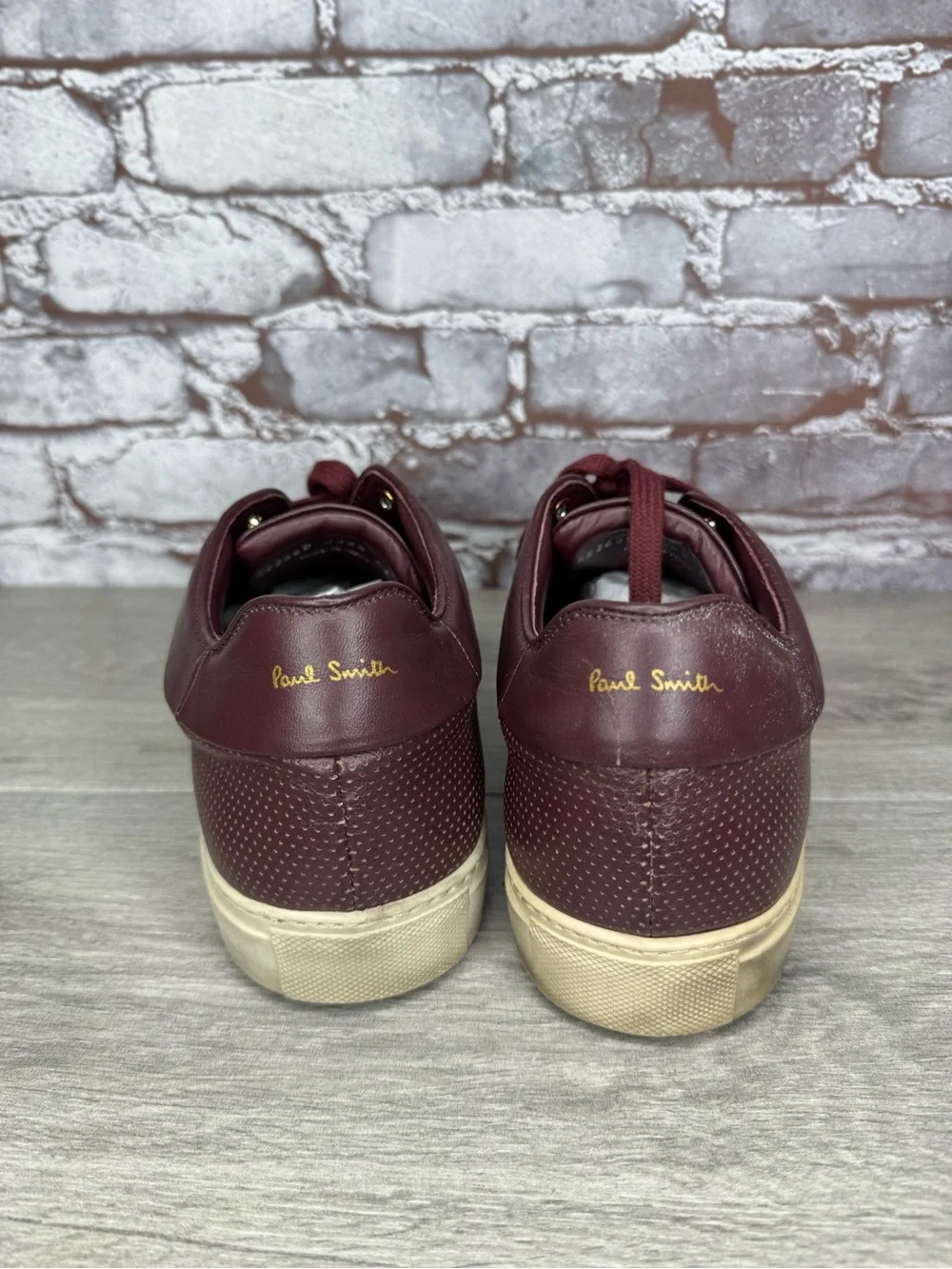 Paul Smith Basso Bordo Burgundy Embossed Leather Low Top Sneakers men sz 41EU/8M